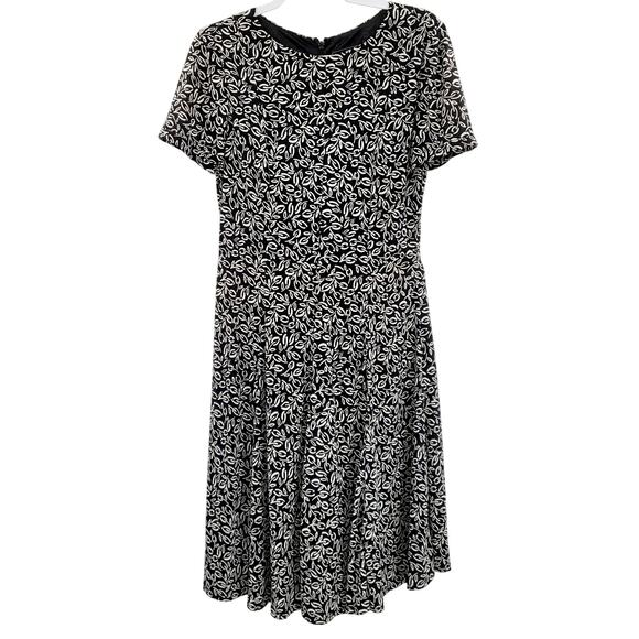 VTG Jessica Howard Black White Floral AOP Short Sleeve Knee Length Dress Size 6 - Picture 1 of 10